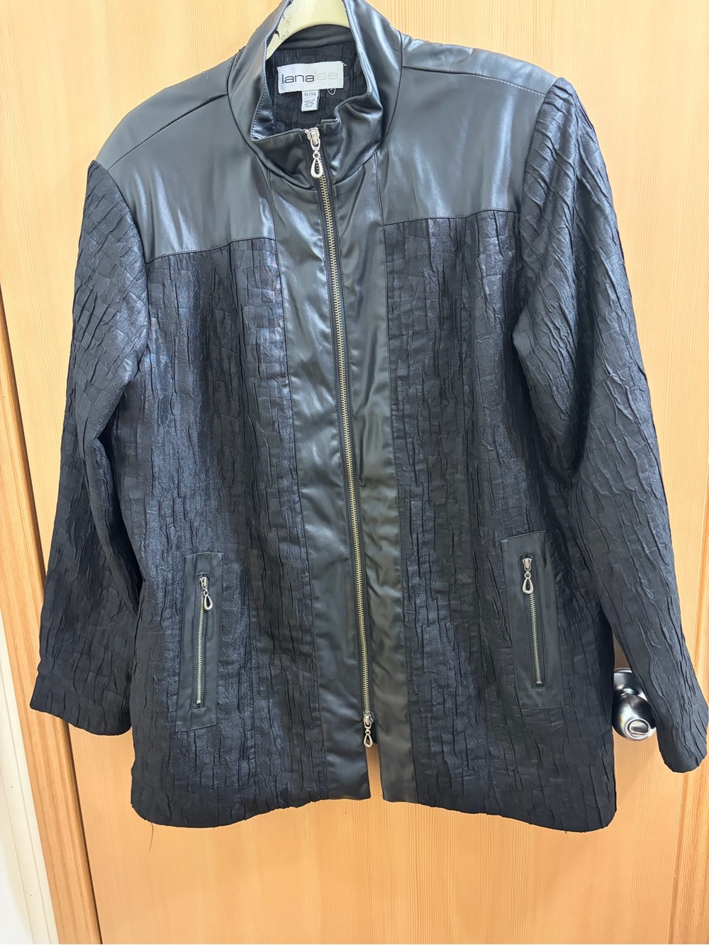 Lana Leather-Trim Black Women's Jacket